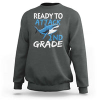 Back To School Second Grade Sweatshirt Ready To Attack 2nd Grade Jaw Shark - Wonder Print Shop
