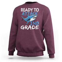Back To School Second Grade Sweatshirt Ready To Attack 2nd Grade Jaw Shark - Wonder Print Shop