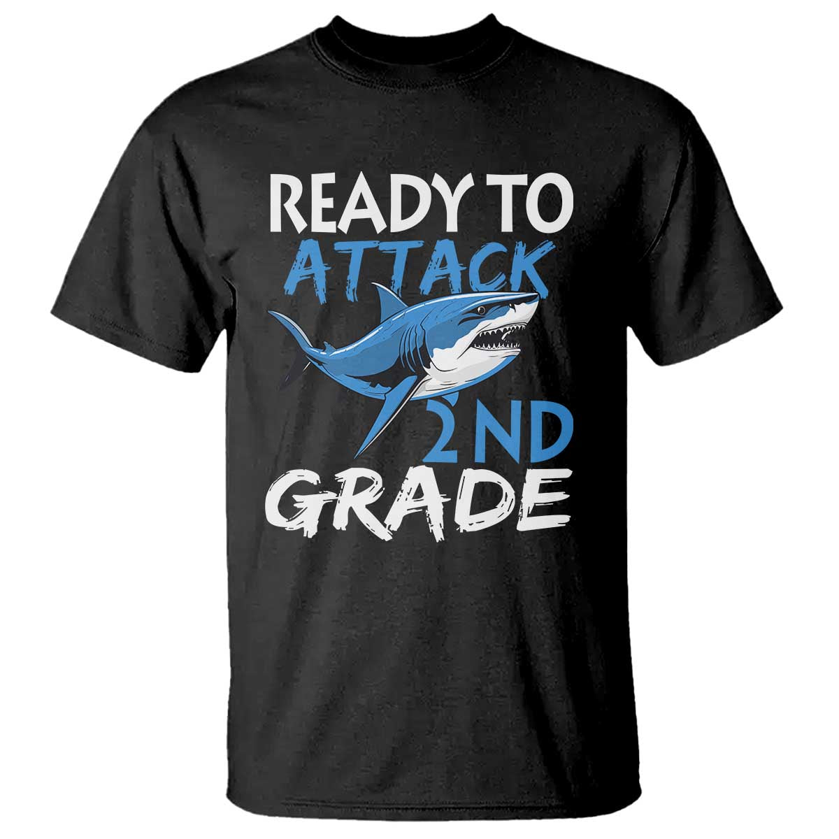 Back To School Second Grade T Shirt Ready To Attack 2nd Grade Jaw Shark - Wonder Print Shop