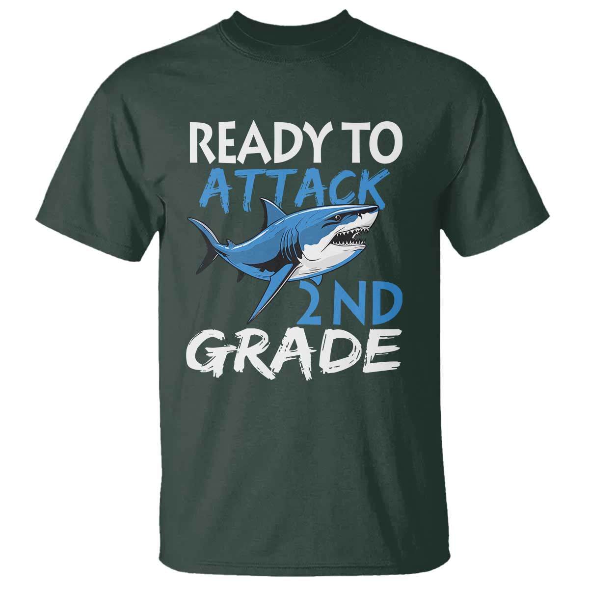 Back To School Second Grade T Shirt Ready To Attack 2nd Grade Jaw Shark - Wonder Print Shop