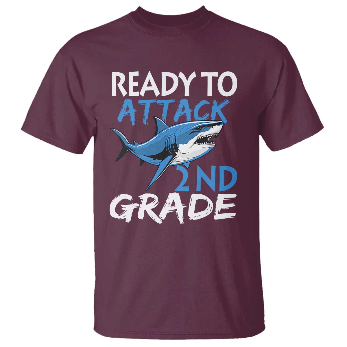 Back To School Second Grade T Shirt Ready To Attack 2nd Grade Jaw Shark - Wonder Print Shop