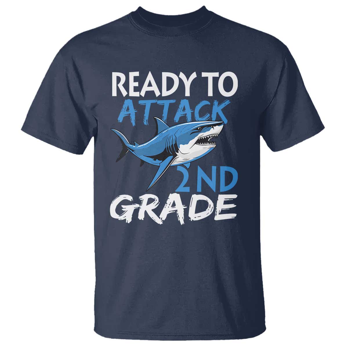 Back To School Second Grade T Shirt Ready To Attack 2nd Grade Jaw Shark - Wonder Print Shop