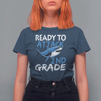 Back To School Second Grade T Shirt For Women Ready To Attack 2nd Grade Jaw Shark - Wonder Print Shop