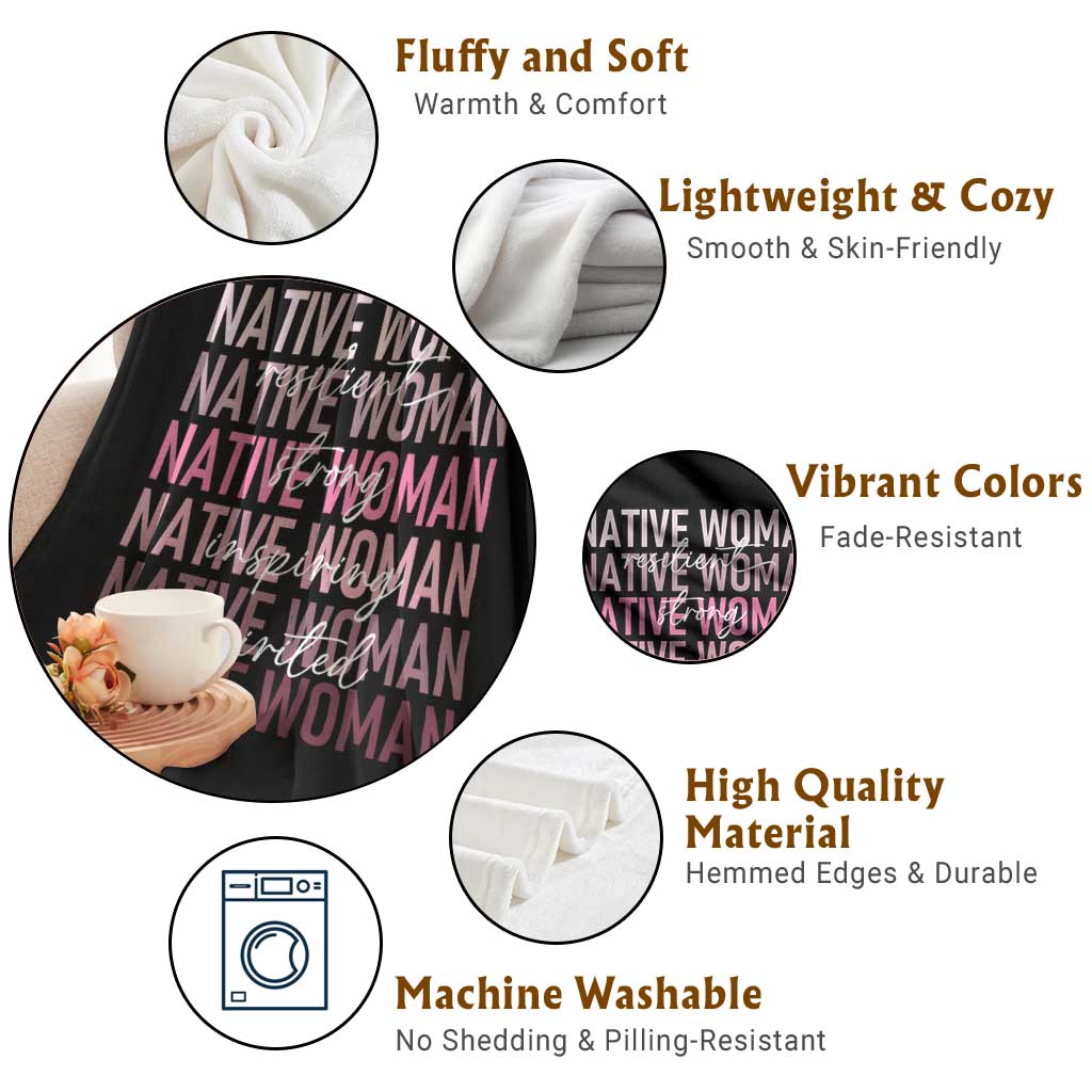 Native Woman Resilient Strong Inspiring Spirited Throw Blanket American Indian Pride - Wonder Print Shop