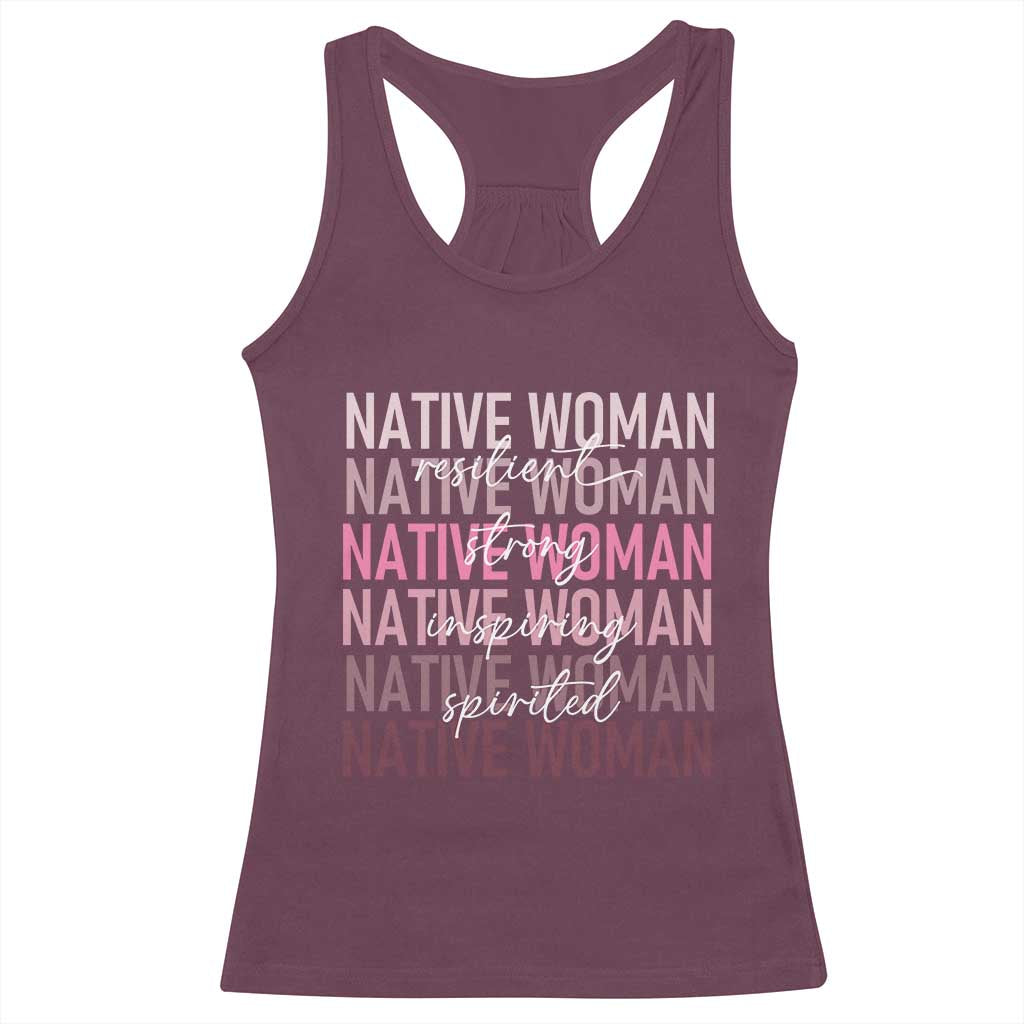Native Woman Resilient Strong Inspiring Spirited Racerback Tank Top American Indian Pride - Wonder Print Shop