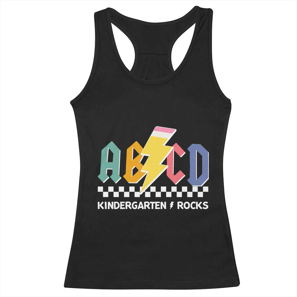 ABCD Kindergarten Rock And Roll Racerback Tank Top Teachers Back To School - Wonder Print Shop