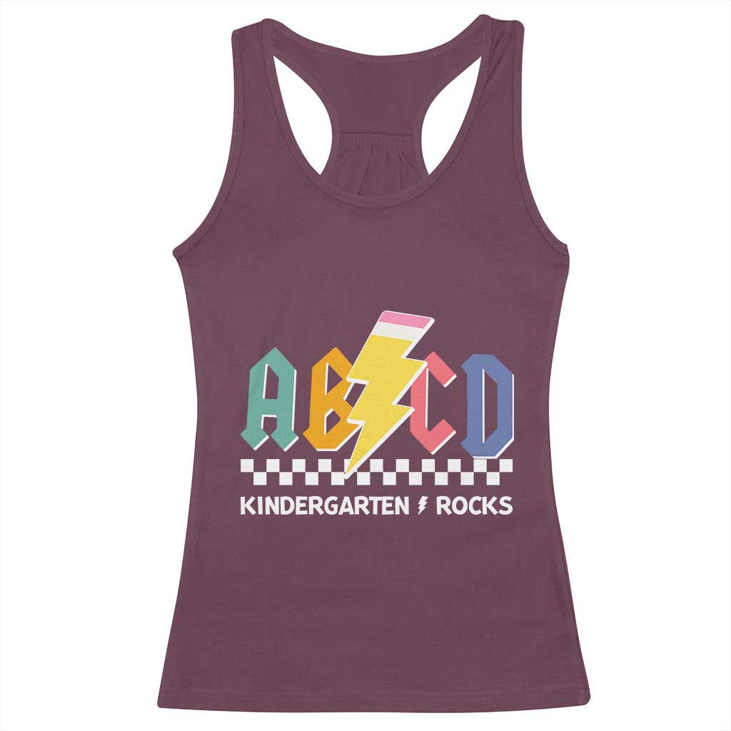 ABCD Kindergarten Rock And Roll Racerback Tank Top Teachers Back To School - Wonder Print Shop