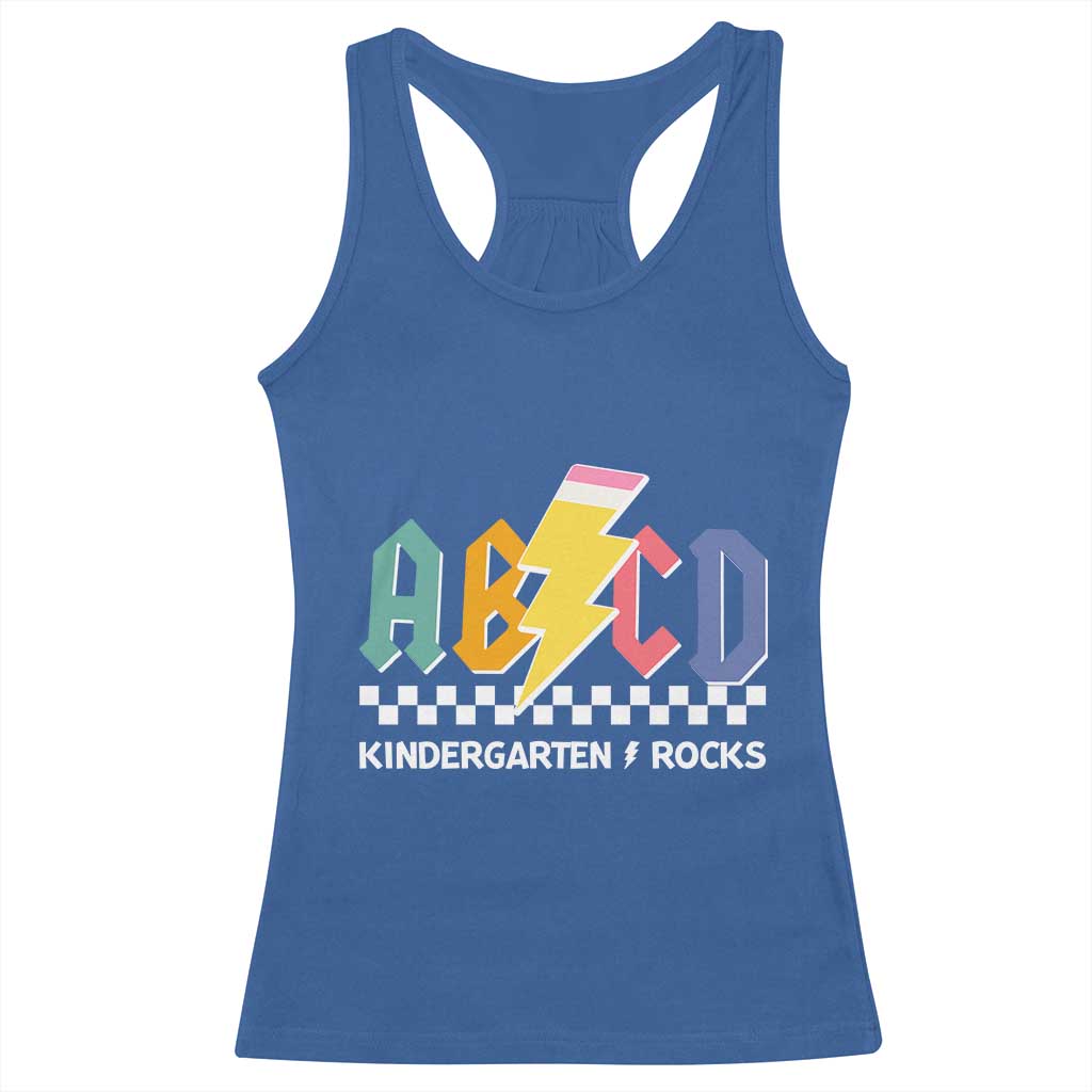 ABCD Kindergarten Rock And Roll Racerback Tank Top Teachers Back To School - Wonder Print Shop