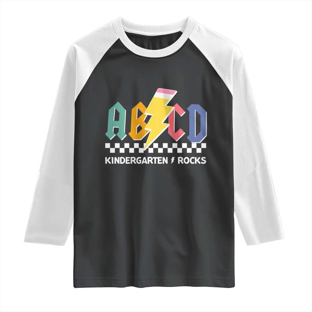ABCD Kindergarten Rock And Roll Raglan Shirt Teachers Back To School - Wonder Print Shop