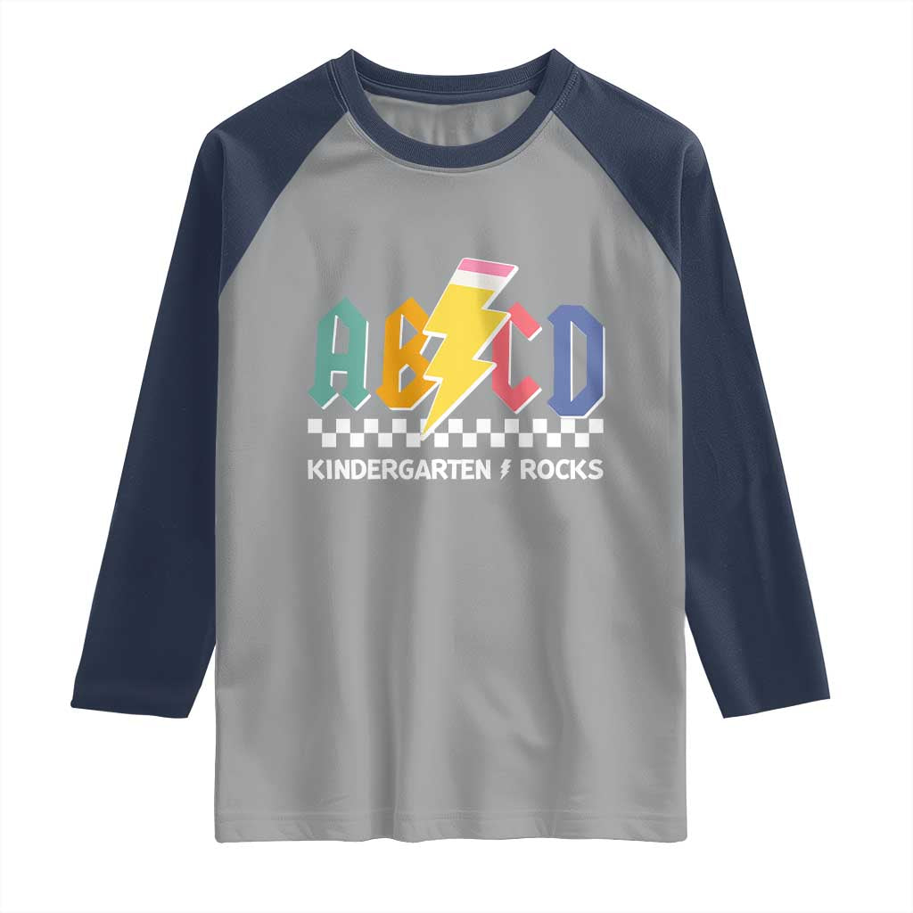 ABCD Kindergarten Rock And Roll Raglan Shirt Teachers Back To School - Wonder Print Shop