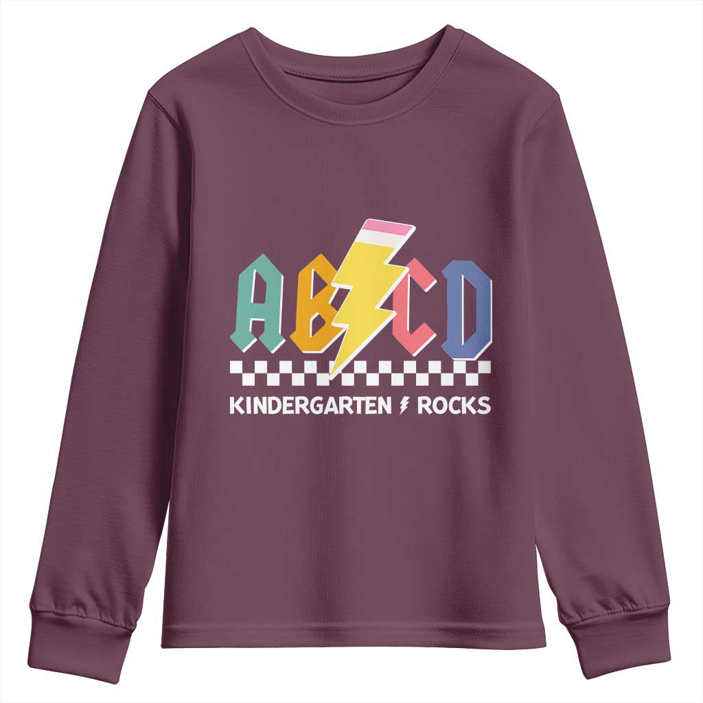 ABCD Kindergarten Rock And Roll Youth Sweatshirt Teachers Back To School - Wonder Print Shop