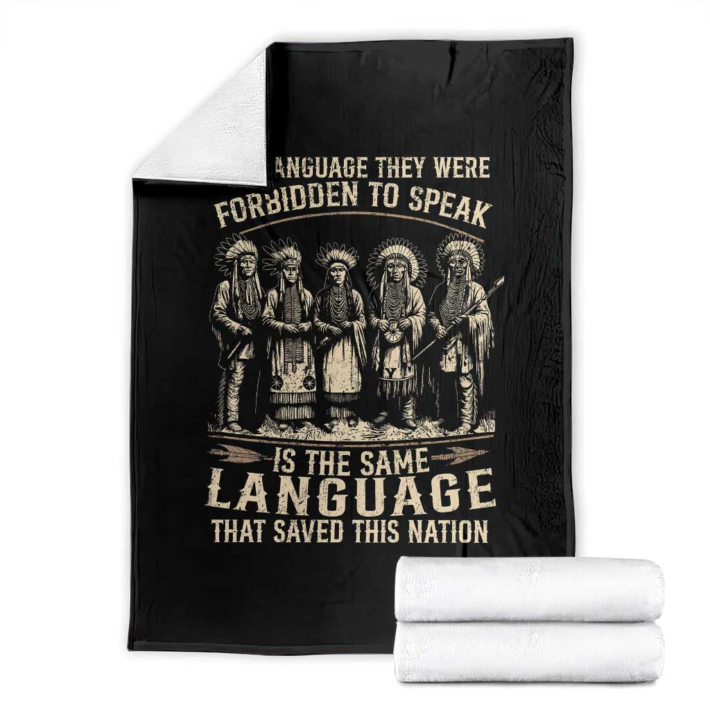 Native American Warrior Throw Blanket The Language They Were Forbidden To Speak Saved This Nation - Wonder Print Shop