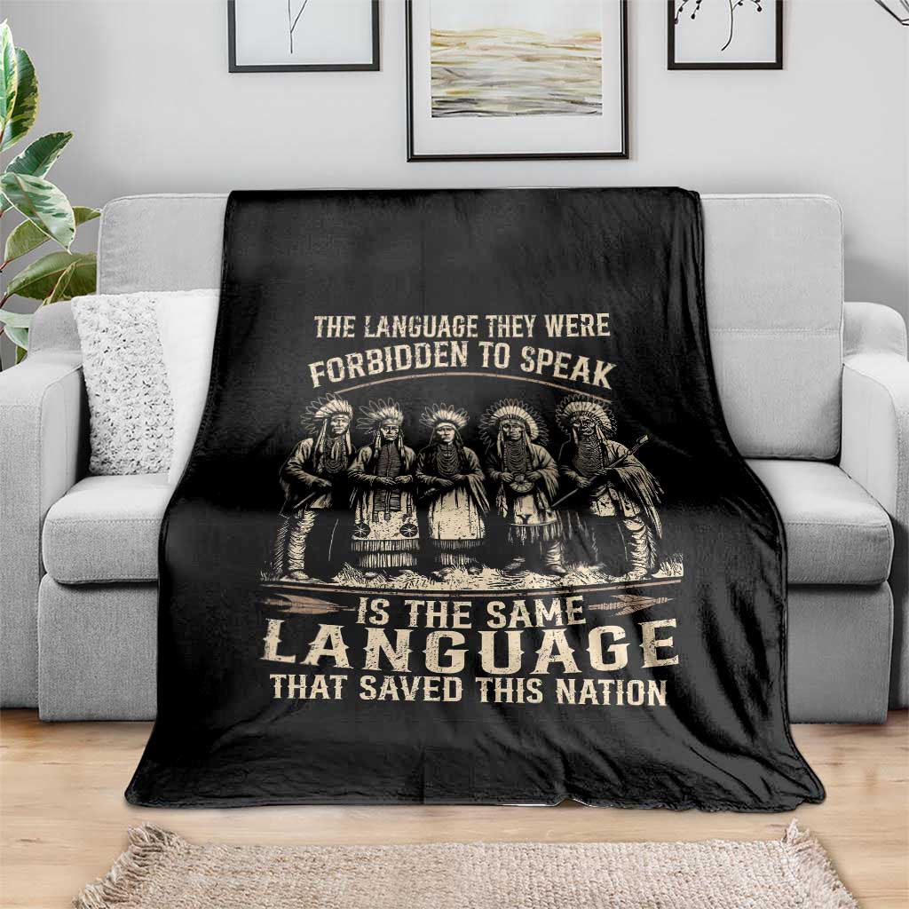 Native American Warrior Throw Blanket The Language They Were Forbidden To Speak Saved This Nation - Wonder Print Shop