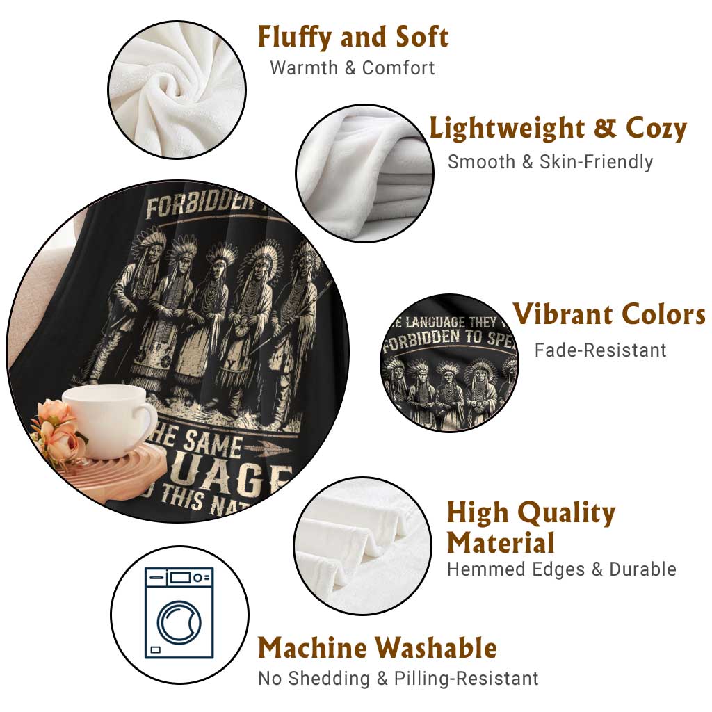 Native American Warrior Throw Blanket The Language They Were Forbidden To Speak Saved This Nation - Wonder Print Shop