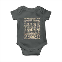 Native American Warrior Baby Onesie The Language They Were Forbidden To Speak Saved This Nation - Wonder Print Shop