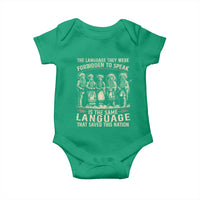 Native American Warrior Baby Onesie The Language They Were Forbidden To Speak Saved This Nation - Wonder Print Shop