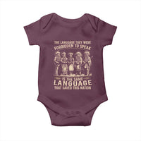 Native American Warrior Baby Onesie The Language They Were Forbidden To Speak Saved This Nation - Wonder Print Shop
