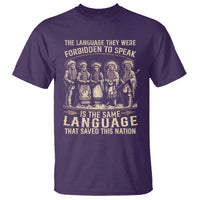 Native American Warrior T Shirt The Language They Were Forbidden To Speak Saved This Nation - Wonder Print Shop