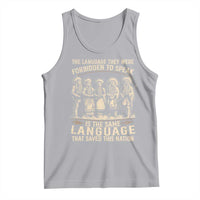 Native American Warrior Tank Top The Language They Were Forbidden To Speak Saved This Nation - Wonder Print Shop