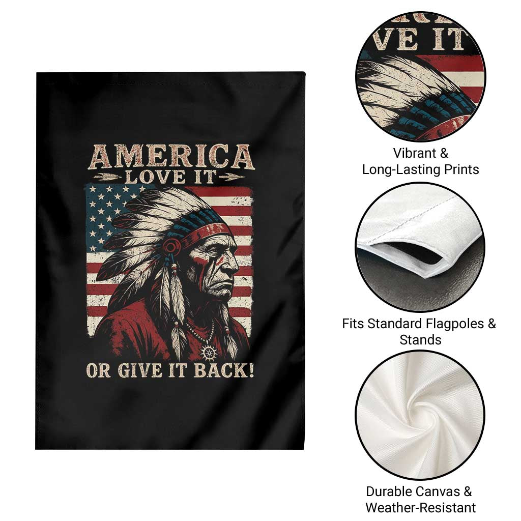 America Love It Or Give It Back Garden Flag Native American Chiefs Vintage USA Flag - Wonder Print Shop