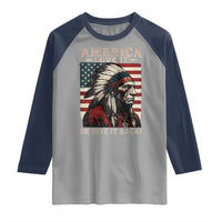 America Love It Or Give It Back Raglan Shirt Native American Chiefs Vintage USA Flag - Wonder Print Shop