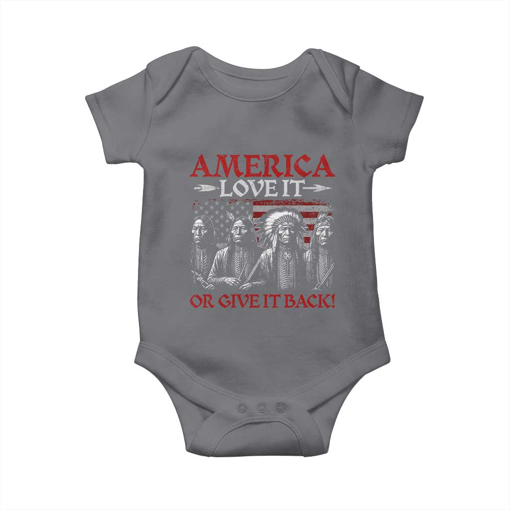 America Love It Or Give It Back Baby Onesie Native American Chiefs USA Flag - Wonder Print Shop