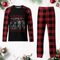 America Love It Or Give It Back Plaid Pajama Set Native American Chiefs USA Flag