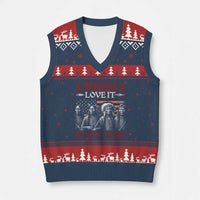 America Love It Or Give It Back V-Neck Knit Sweater Vest Native American Chiefs USA Flag - Wonder Print Shop