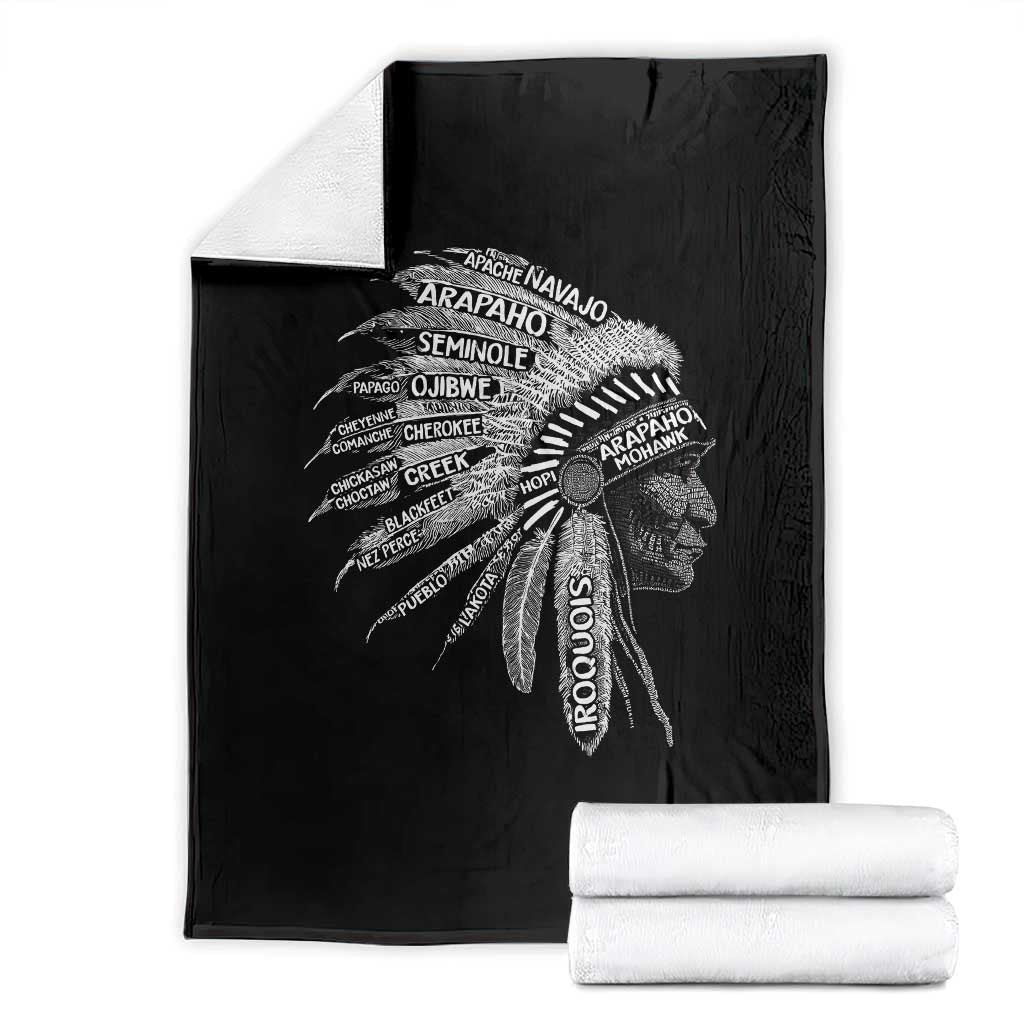 Native American Tribes Throw Blanket Vintage Indian American Chief - Wonder Print Shop