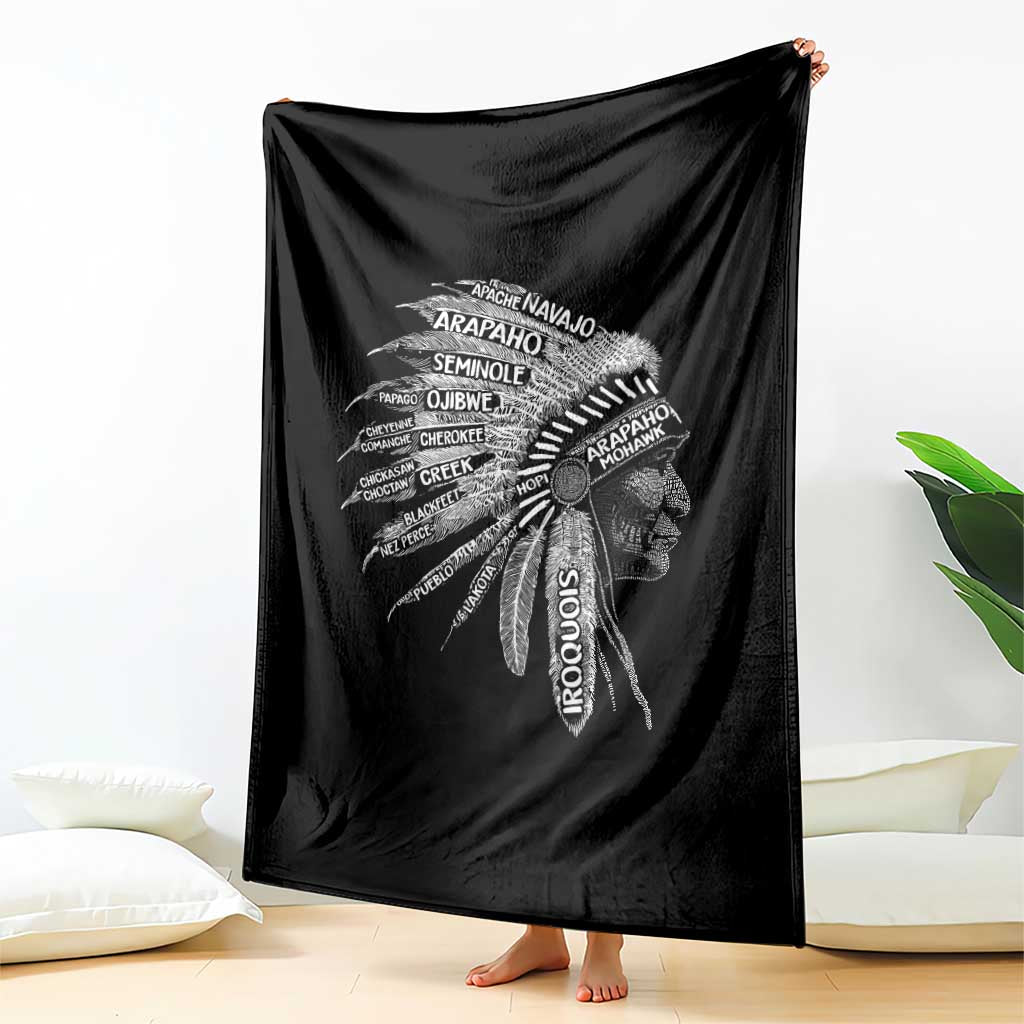 Native American Tribes Throw Blanket Vintage Indian American Chief - Wonder Print Shop
