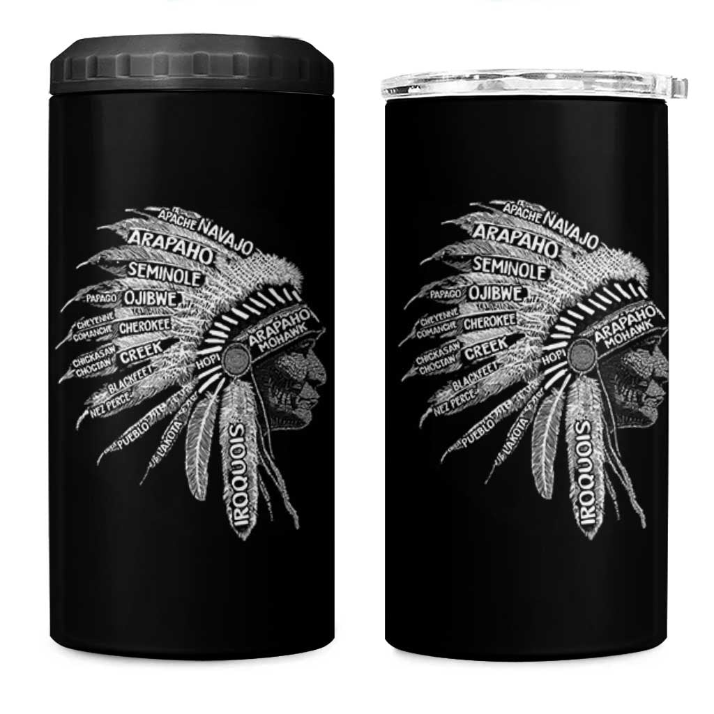 Native American Tribes 4 in 1 Can Cooler Tumbler Vintage Indian American Chief - Wonder Print Shop
