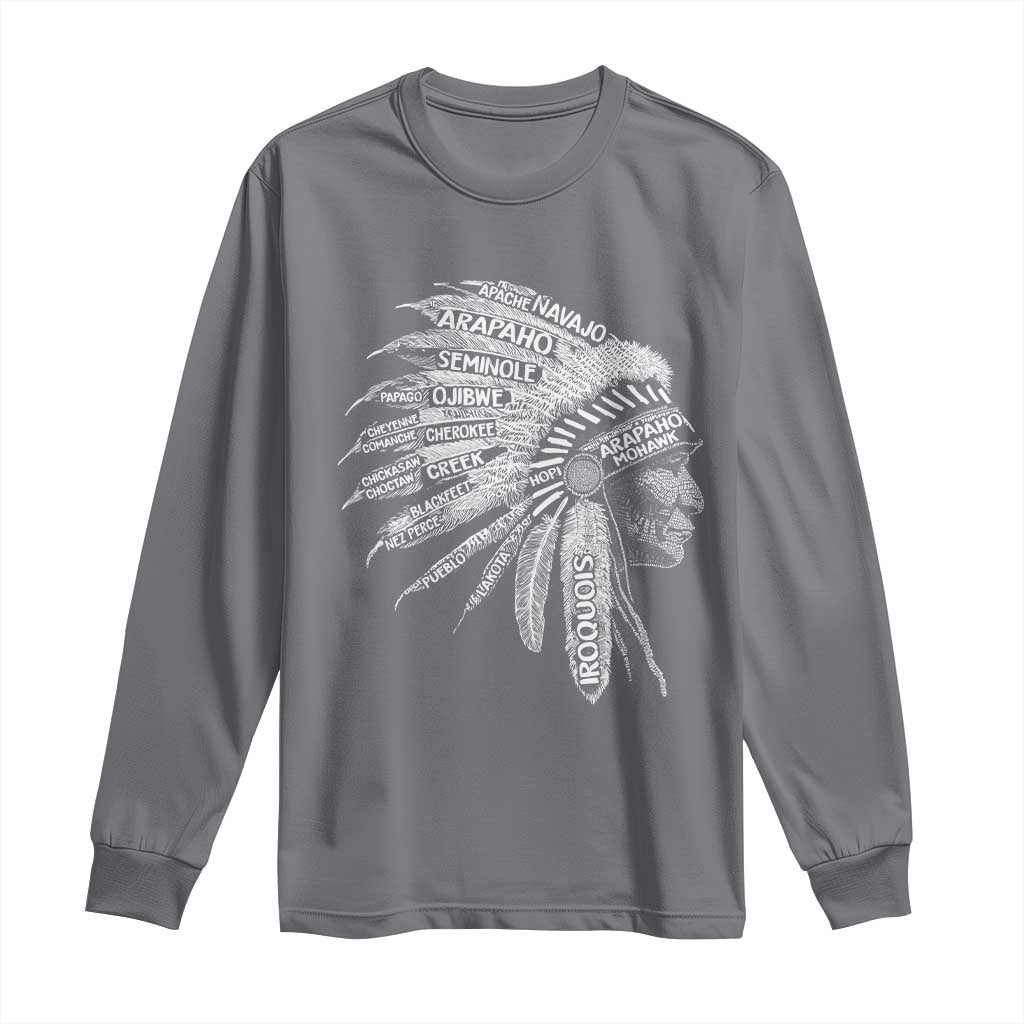 Native American Tribes Long Sleeve Shirt Vintage Indian American Chief - Wonder Print Shop