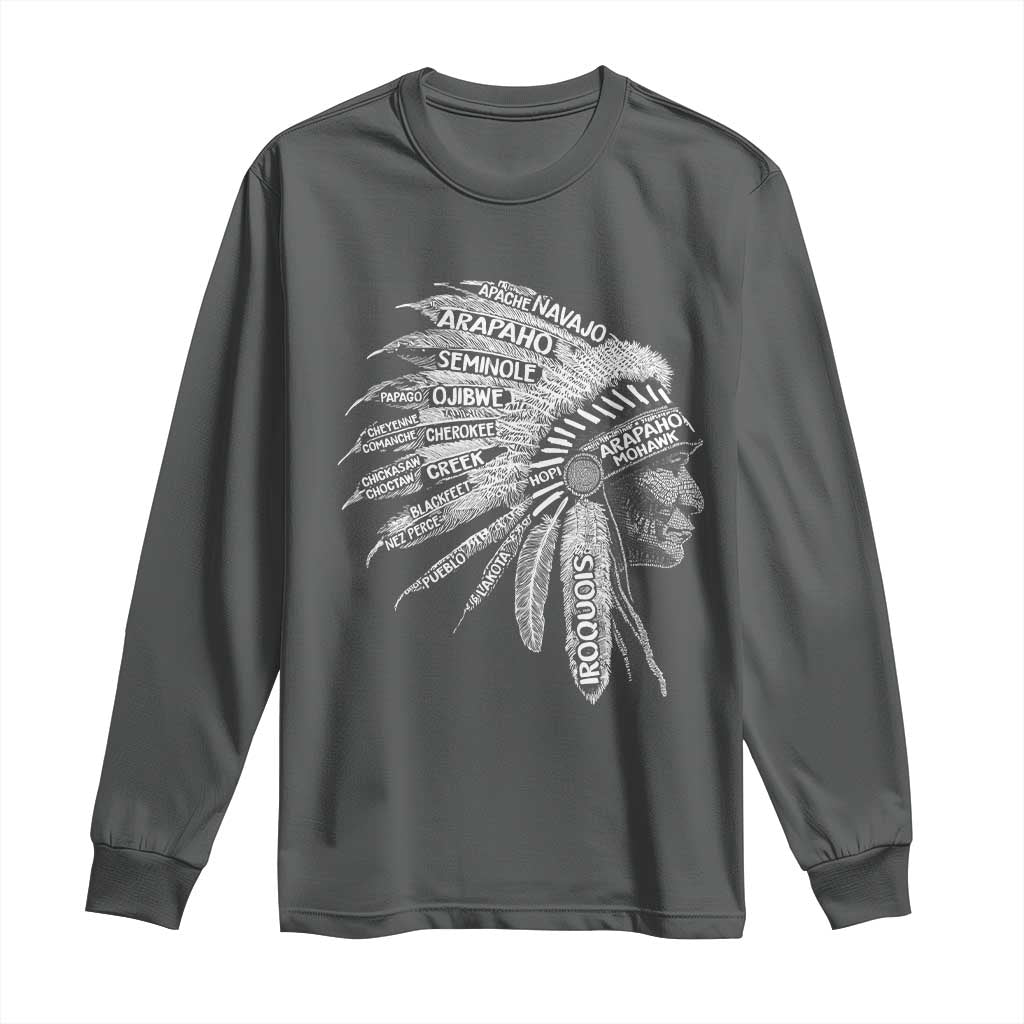 Native American Tribes Long Sleeve Shirt Vintage Indian American Chief - Wonder Print Shop