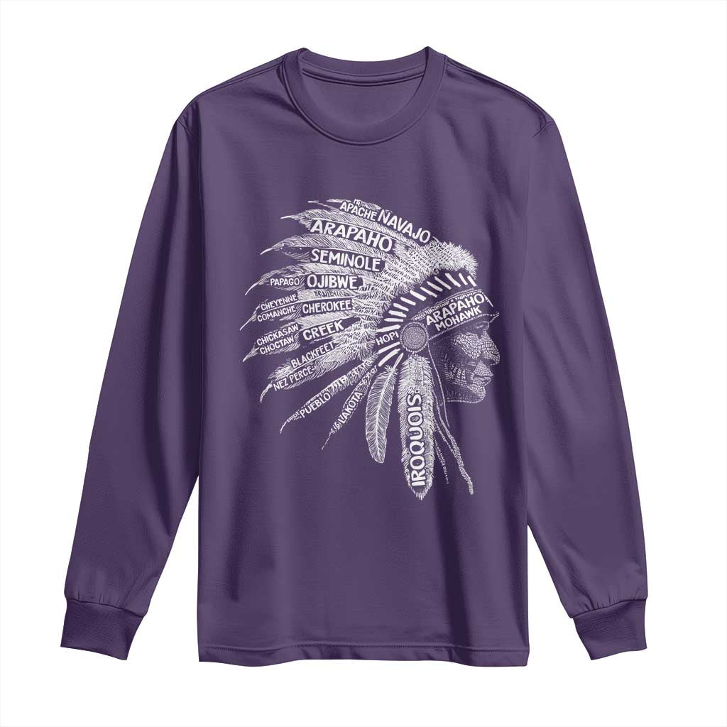 Native American Tribes Long Sleeve Shirt Vintage Indian American Chief - Wonder Print Shop
