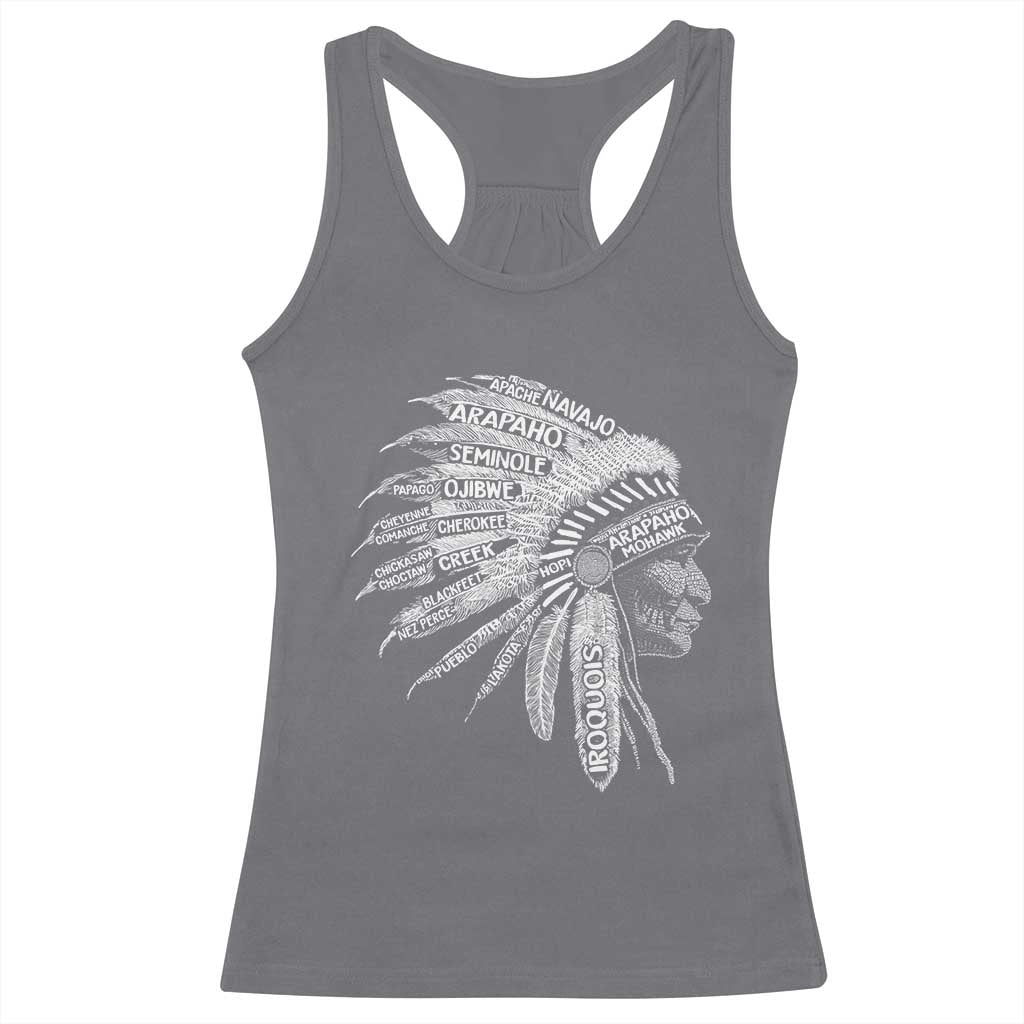 Native American Tribes Racerback Tank Top Vintage Indian American Chief - Wonder Print Shop