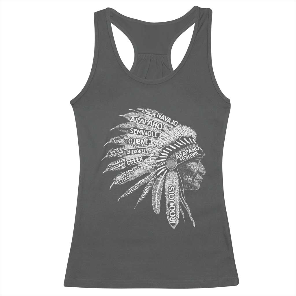Native American Tribes Racerback Tank Top Vintage Indian American Chief - Wonder Print Shop