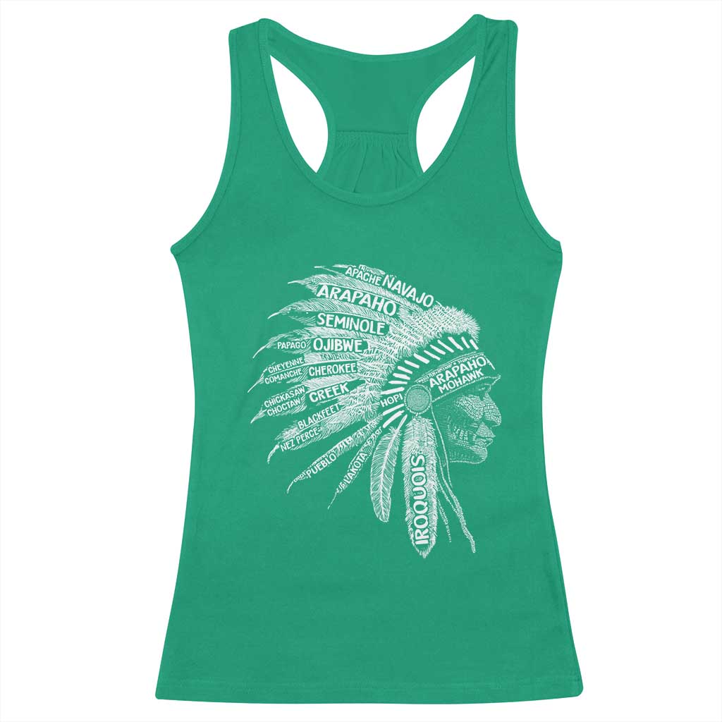 Native American Tribes Racerback Tank Top Vintage Indian American Chief - Wonder Print Shop