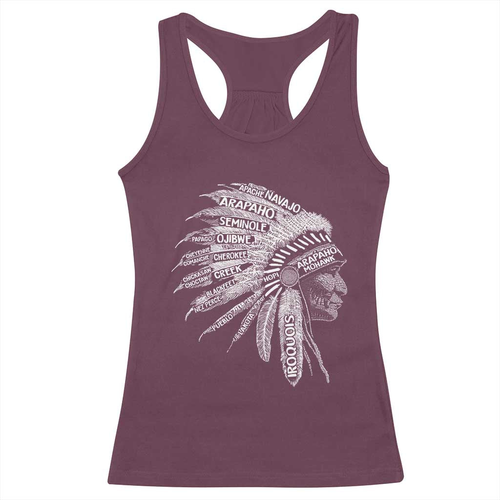 Native American Tribes Racerback Tank Top Vintage Indian American Chief - Wonder Print Shop