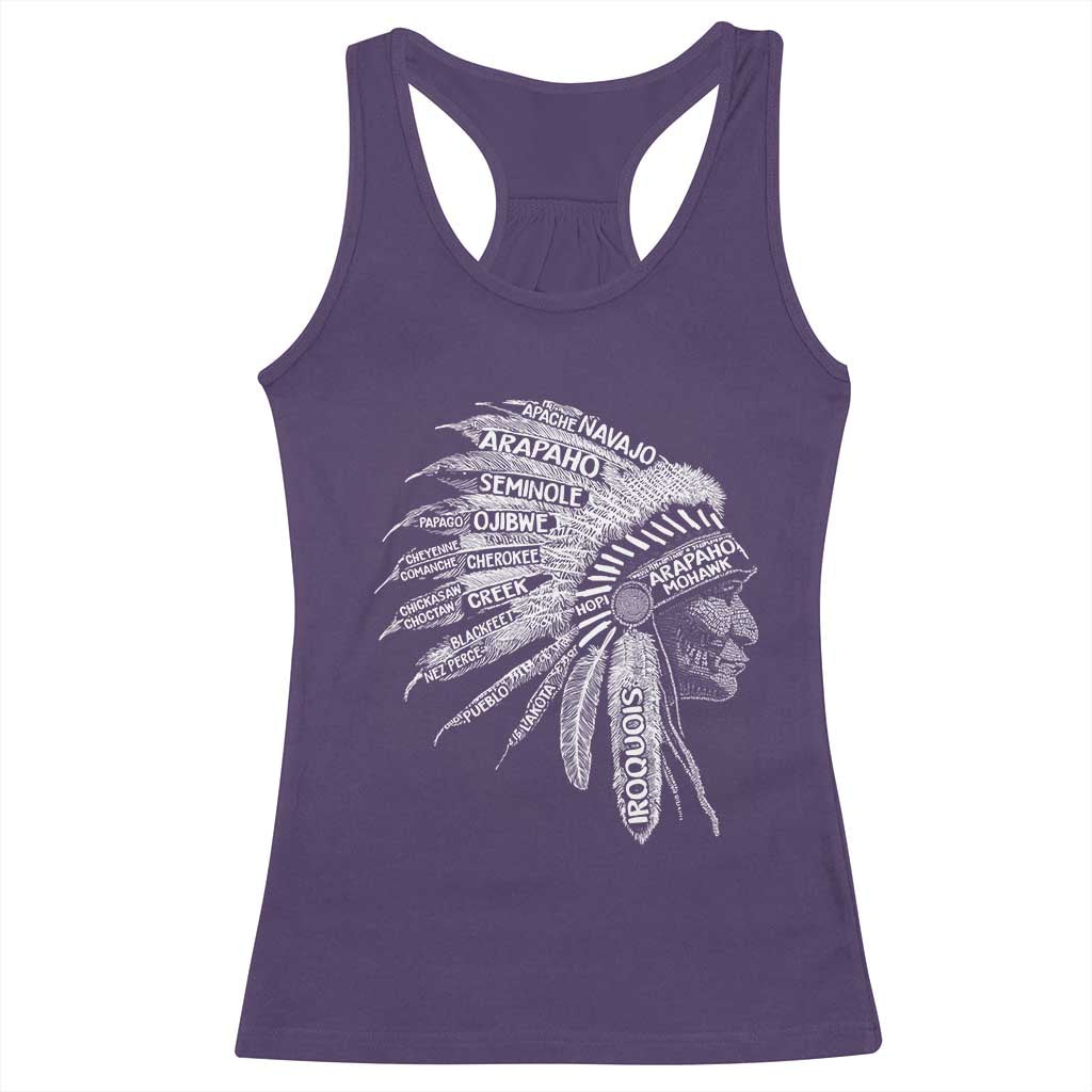 Native American Tribes Racerback Tank Top Vintage Indian American Chief - Wonder Print Shop
