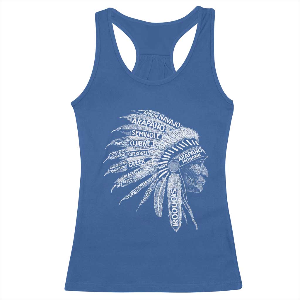 Native American Tribes Racerback Tank Top Vintage Indian American Chief - Wonder Print Shop
