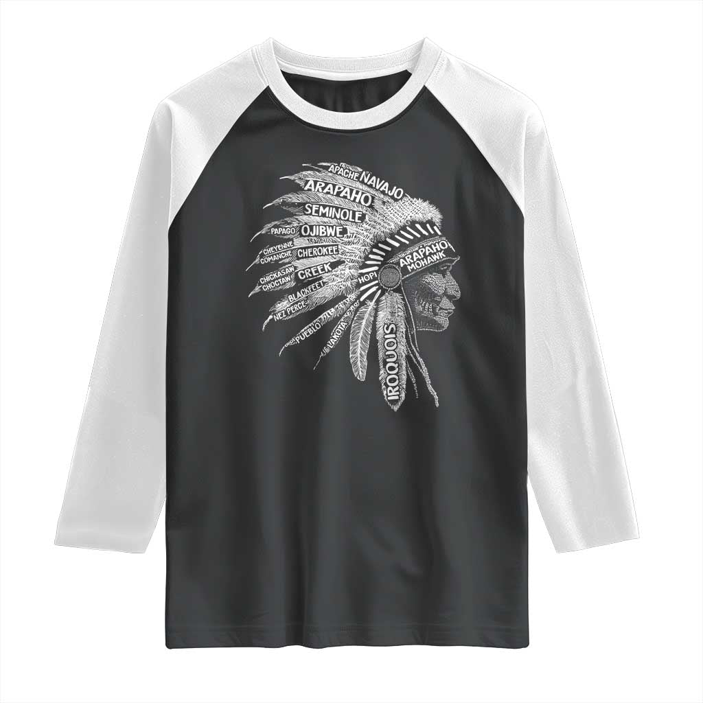 Native American Tribes Raglan Shirt Vintage Indian American Chief - Wonder Print Shop