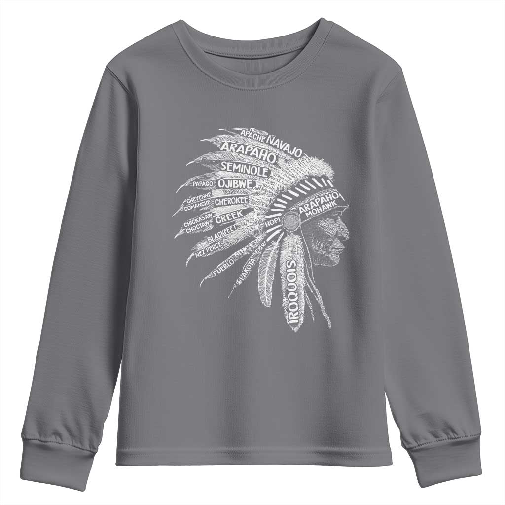 Native American Tribes Youth Sweatshirt Vintage Indian American Chief - Wonder Print Shop