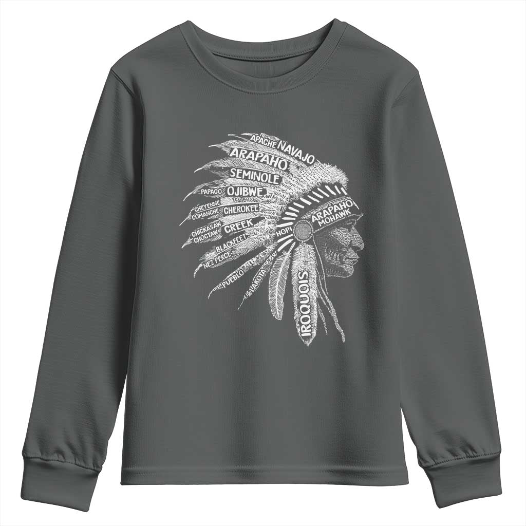 Native American Tribes Youth Sweatshirt Vintage Indian American Chief - Wonder Print Shop