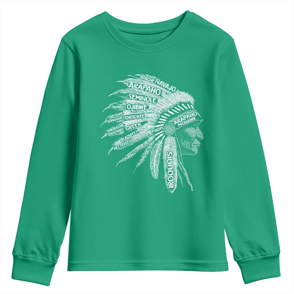 Native American Tribes Youth Sweatshirt Vintage Indian American Chief - Wonder Print Shop