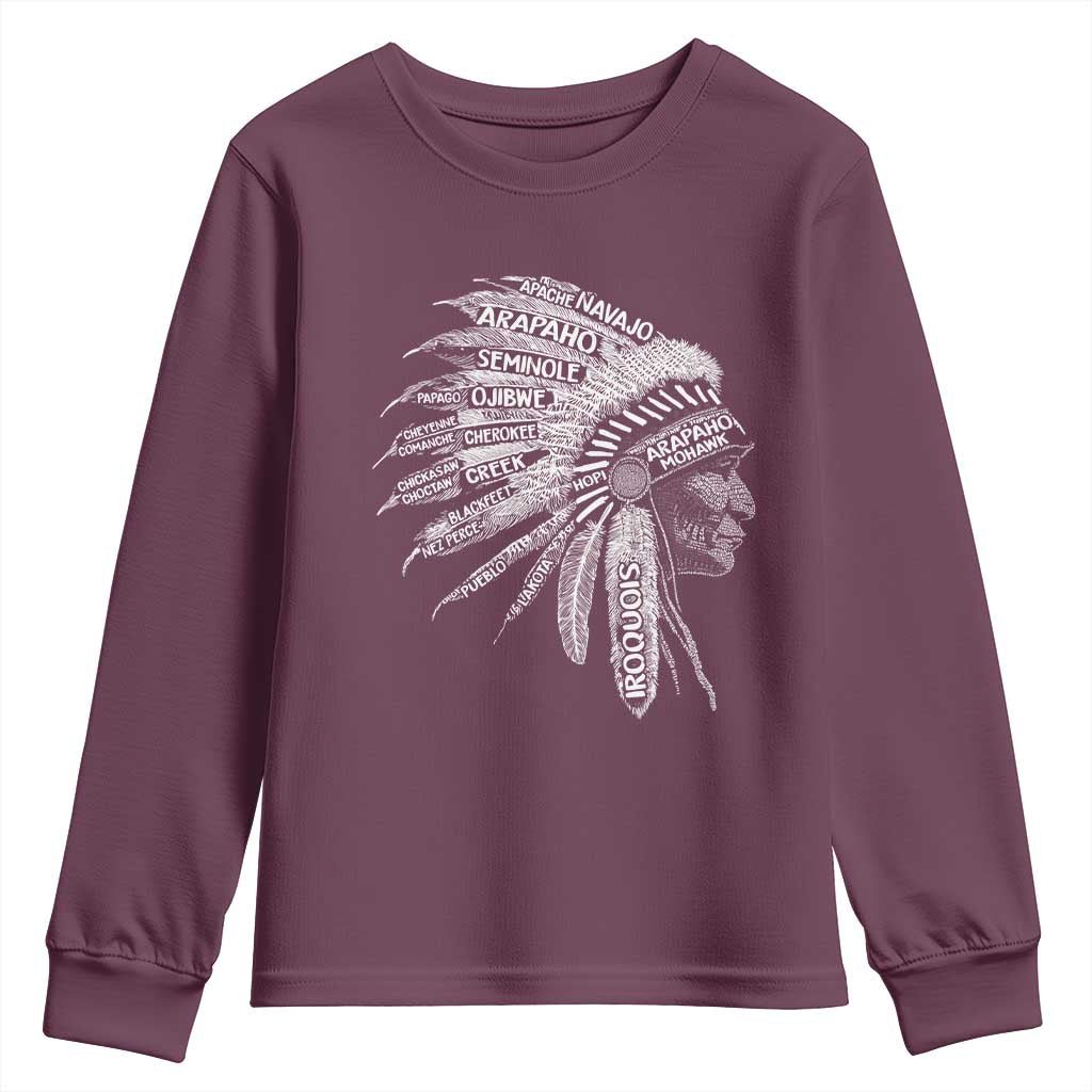 Native American Tribes Youth Sweatshirt Vintage Indian American Chief - Wonder Print Shop