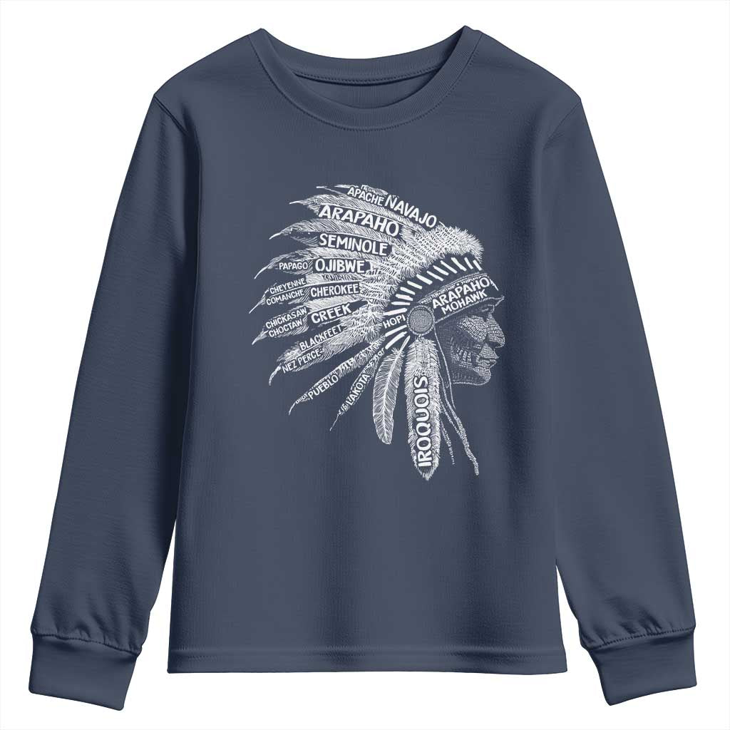Native American Tribes Youth Sweatshirt Vintage Indian American Chief - Wonder Print Shop