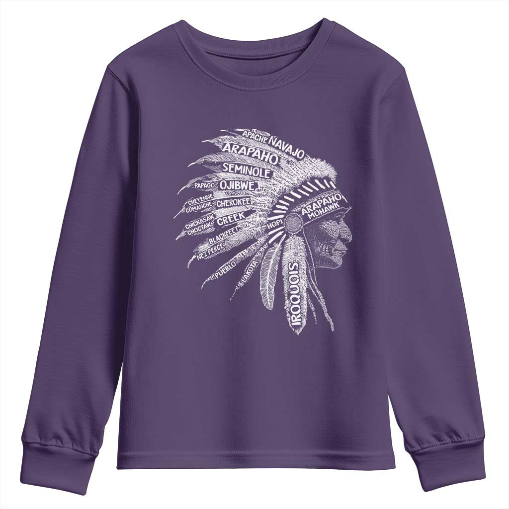 Native American Tribes Youth Sweatshirt Vintage Indian American Chief - Wonder Print Shop