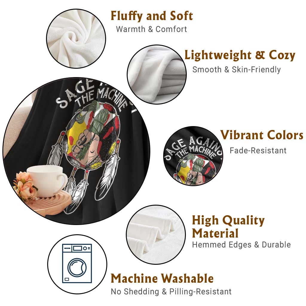 Funny Sage Against The Machine Throw Blanket Native American Sage Medicine Wheel - Wonder Print Shop