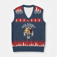 Funny Sage Against The Machine V-Neck Knit Sweater Vest Native American Sage Medicine Wheel - Wonder Print Shop