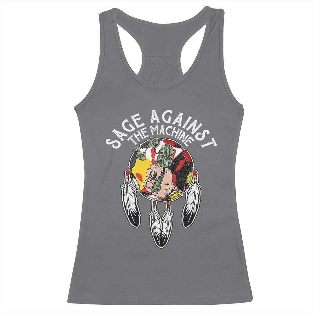 Funny Sage Against The Machine Racerback Tank Top Native American Sage Medicine Wheel - Wonder Print Shop